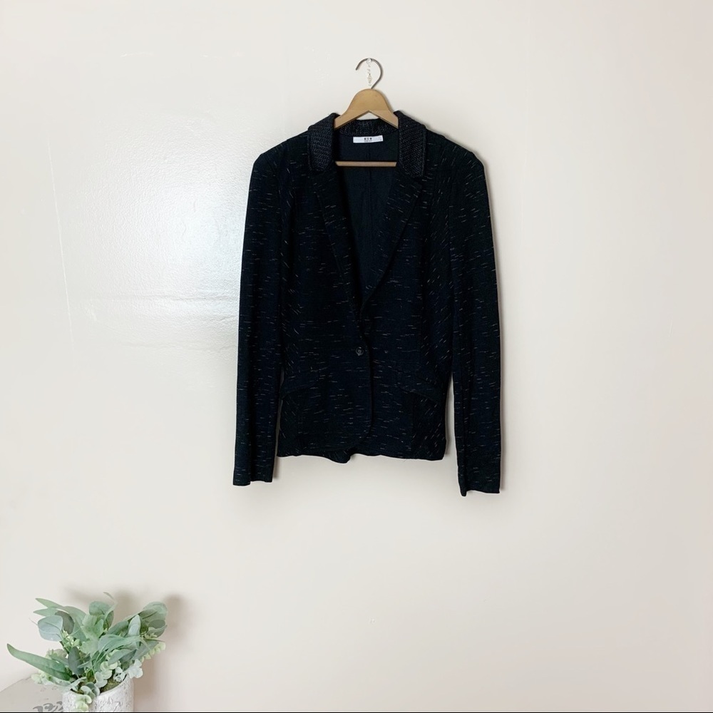 [Three Dots] Black Heather Print  Jersey Knit Blazer